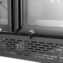 XL Refrigerator with 3 Doors – LED Lighting – 6 Wheels – Black – GD1600