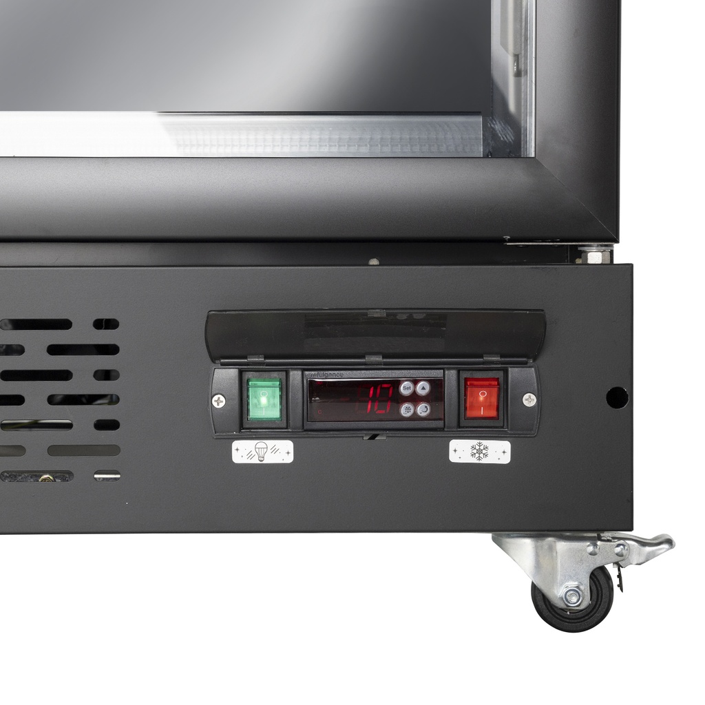 XXL Refrigerator – 4 Doors – For Supermarkets or Gas Stations – With Wheels – LED – Black – GD2200