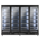 XXL Refrigerator – 4 Doors – For Supermarkets or Gas Stations – With Wheels – LED – Black – GD2200