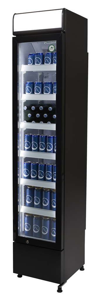Bottle Cooler - slim - advertising - black/white - LED - GCDC130