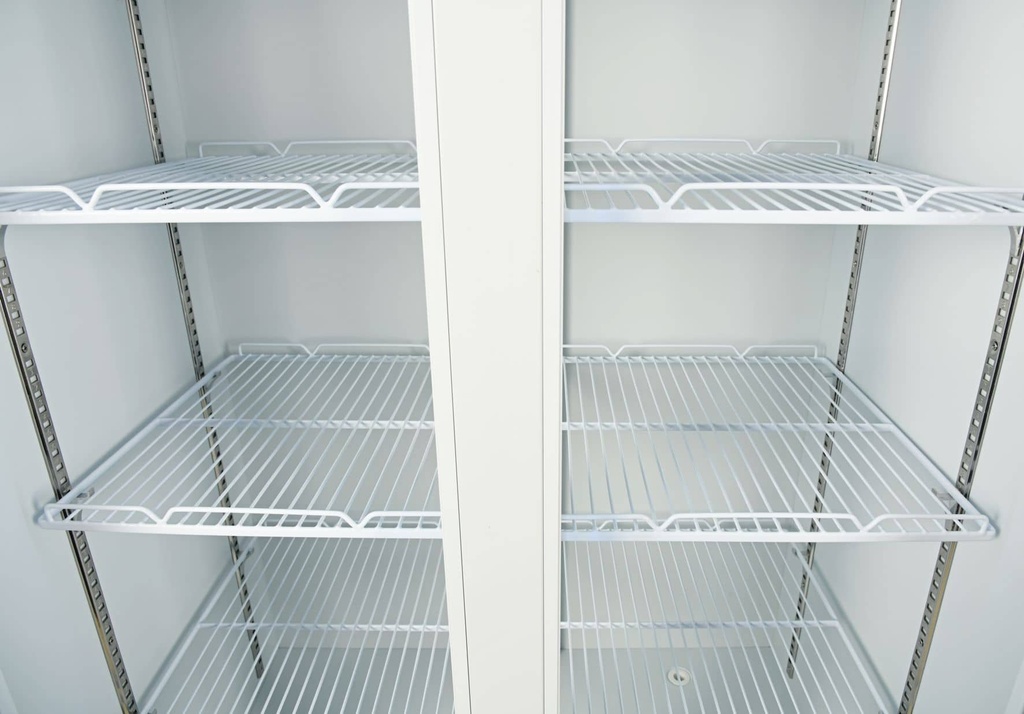 Large Beverage Refrigerator for Supermarkets - With Two Doors, 4 Wheels, LED, Advertisement Display - GCDC600