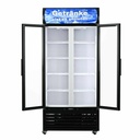 Large Beverage Refrigerator for Supermarkets - With Two Doors, 4 Wheels, LED, Advertisement Display - GCDC600