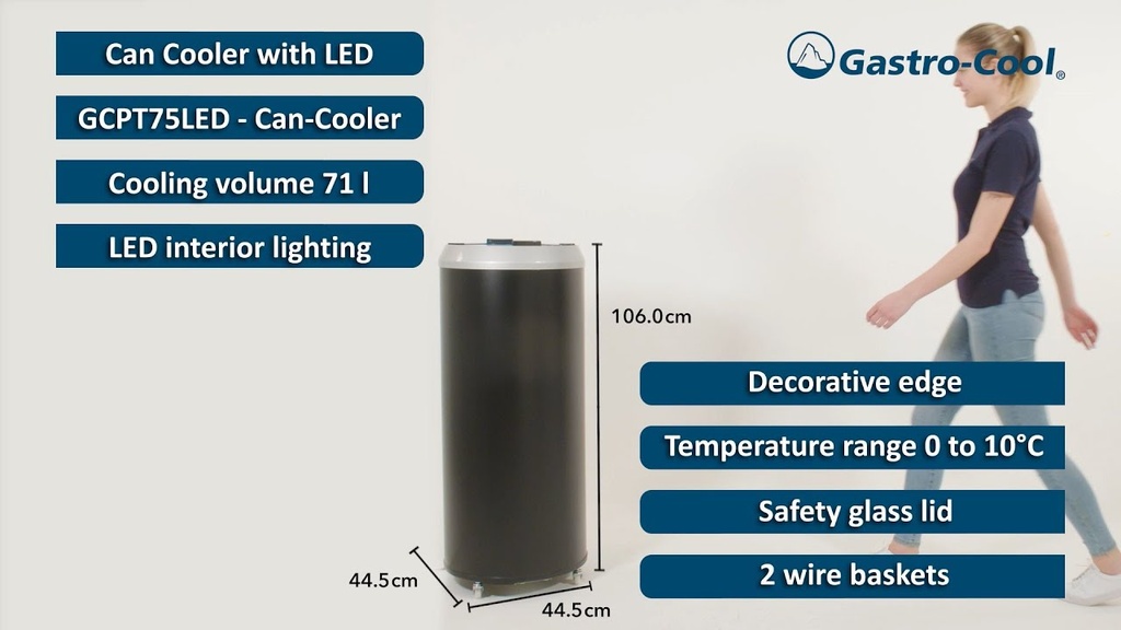  Can Cooler round - frame silver - LED interior lighting - GCPT75