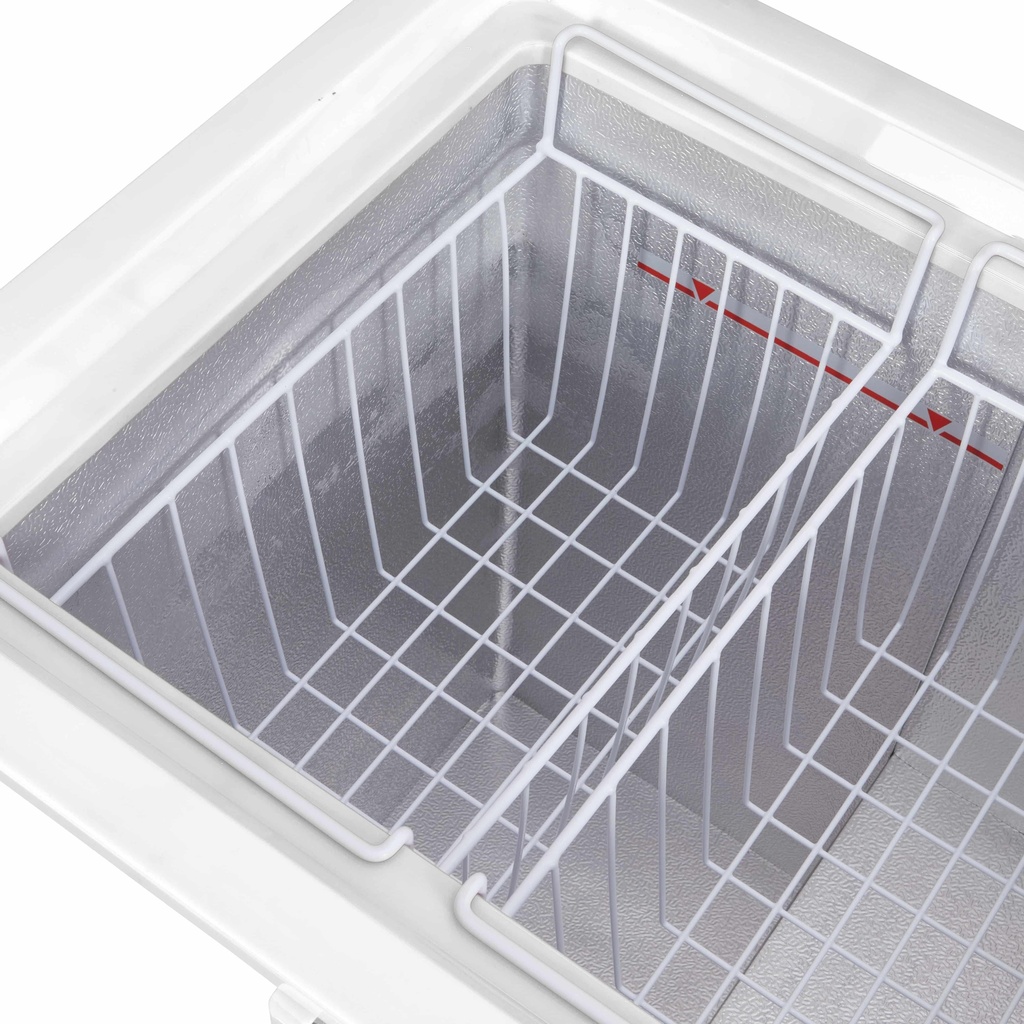 Chest Freezer with glass lid and two flexible wire baskets - white/white - GCFC100