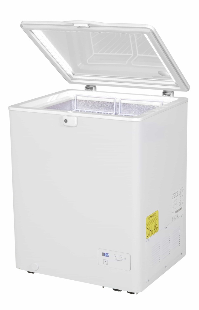 Chest Freezer with glass lid and two flexible wire baskets - white/white - GCFC100
