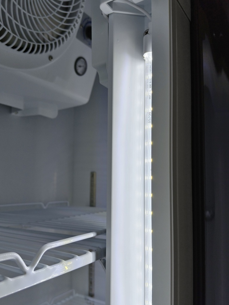 Large Beverage Refrigerator for Supermarkets - With Two Doors, 4 Wheels, LED, Advertisement Display - GCDC600