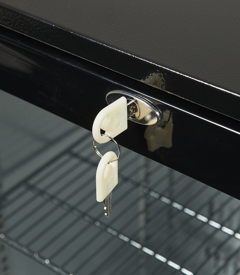 Bottle Cooler with glass door - black - hinged door - self-closing - GCUC200