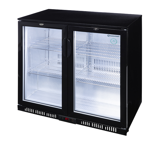 Bottle Cooler with glass door - black - hinged door - self-closing - GCUC200
