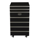 Mobiler Werkzeugwagen Kühlschrank - Industriedesign Minibar 50L mit Schubladen und Rädern - Schwarz - Design Kühlschrank für Werkstatt, Garage und Man Cave