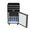 Mobiler Werkzeugwagen Kühlschrank - Industriedesign Minibar 50L mit Schubladen und Rädern - Schwarz - Design Kühlschrank für Werkstatt, Garage und Man Cave