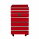 Mobiler Werkzeugwagen Kühlschrank - Industriedesign Minibar 50L mit Schubladen und Rädern - Rot/Schwarz - Design Kühlschrank für Werkstatt, Garage und Man Cave