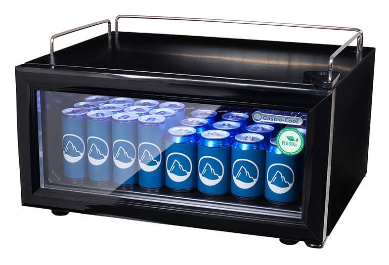 Glass Door Cooler - small and flat - counter - bar - space-saving - black - GCGD15