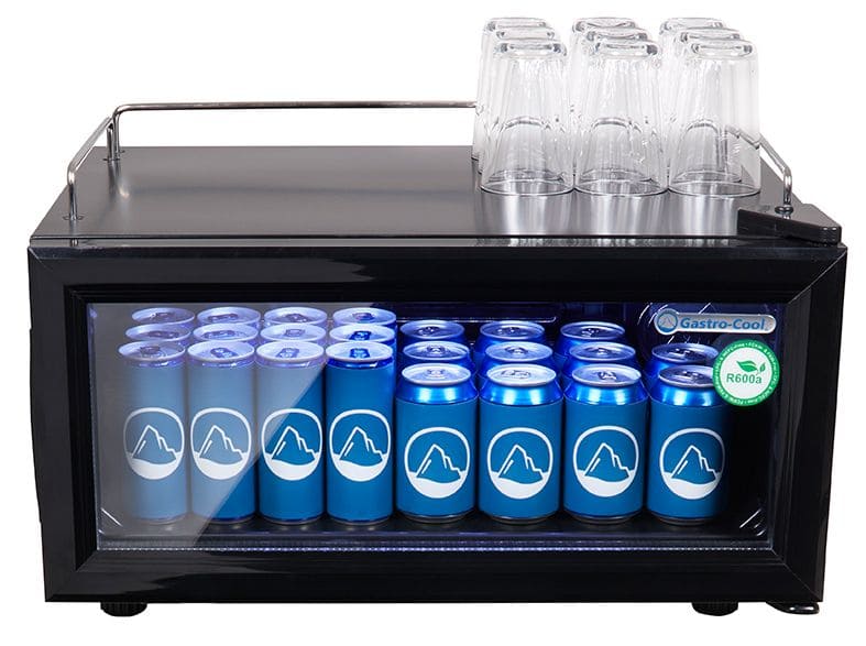 Glass Door Cooler - small and flat - counter - bar - space-saving - black - GCGD15