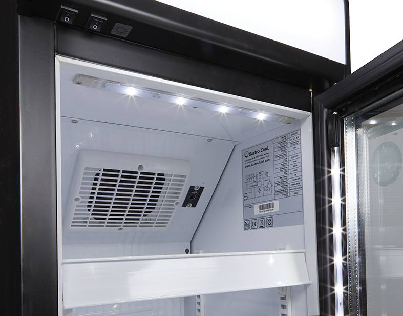 Bottle Cooler - slim - advertising - black/white - LED - GCDC130