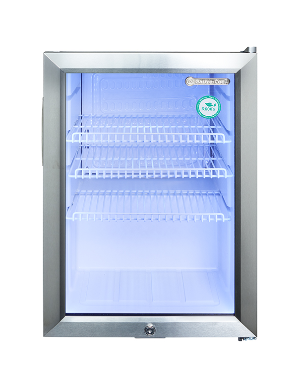 Stainless steel mini fridge with glass door - LED interior lighting - GCKW65