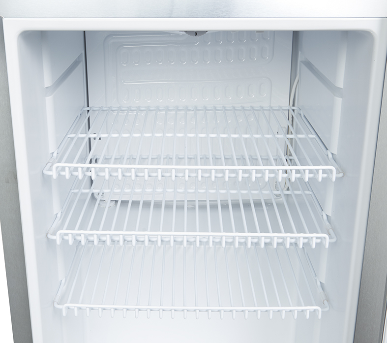 Stainless steel mini fridge with glass door - LED interior lighting - GCKW65