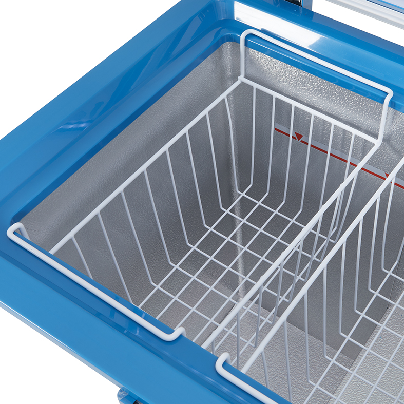 Chest Freezer with glass lid for ice cream or beverages (-24 to +10°C) - white/blue - GCFC100