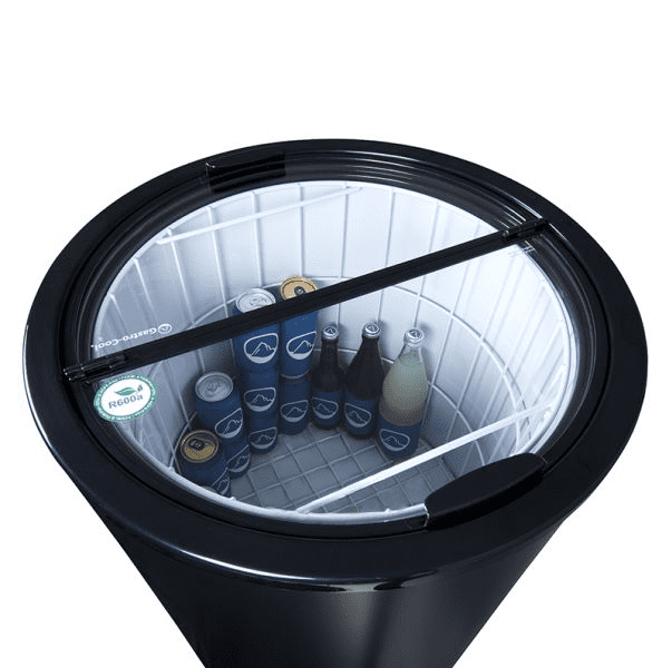 Can Cooler for festivals and events - 4 wheels for easy moving - black - glass lid - GCPT85