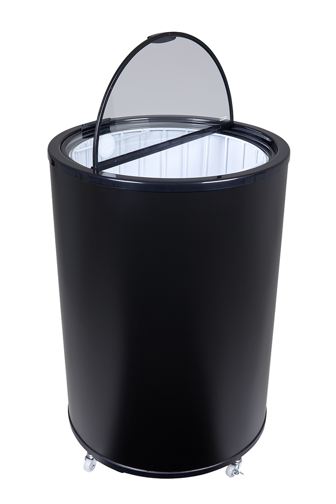 Can Cooler for festivals and events - 4 wheels for easy moving - black - glass lid - GCPT85