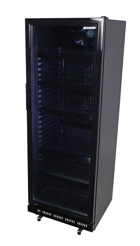 Gastro-Cool - Glass Door Cooler - black - self-closing door - 360 litres volume