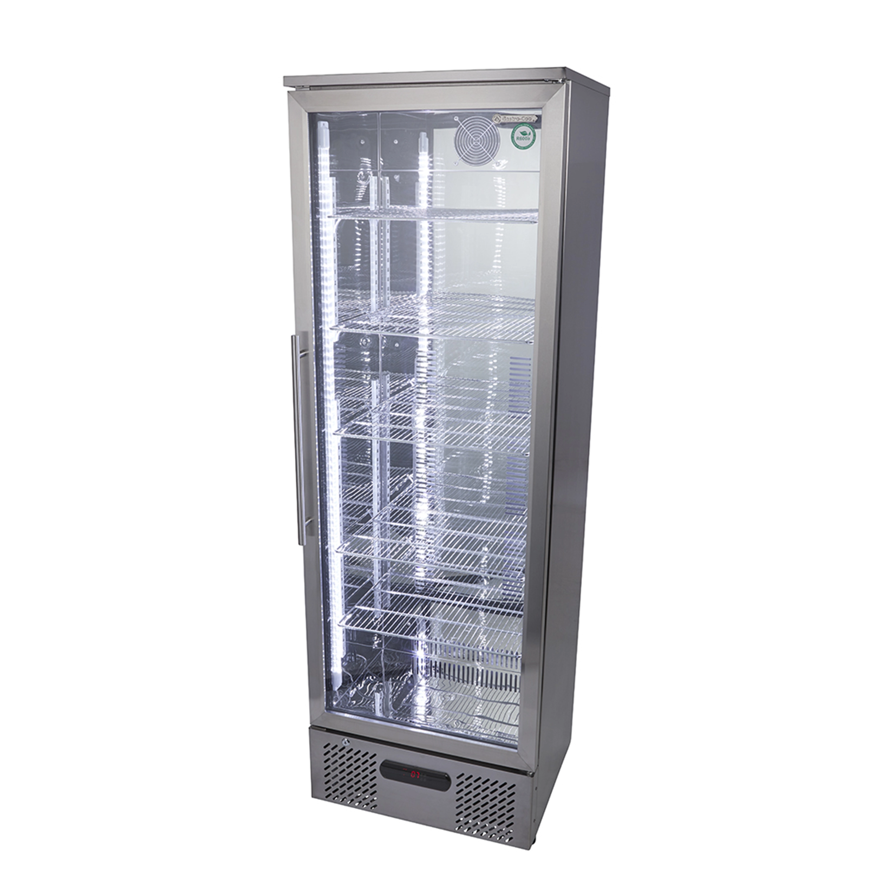 Nevera Expositora 300L Acero Inox, Ventilada, Puerta Cristal - GCGD300