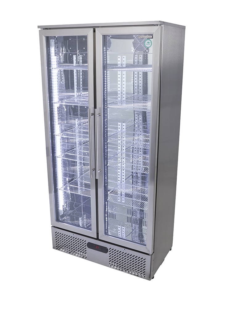[257800] Nevera Expositora 500L, Ventilada, Inox, Power LED - GCGD500