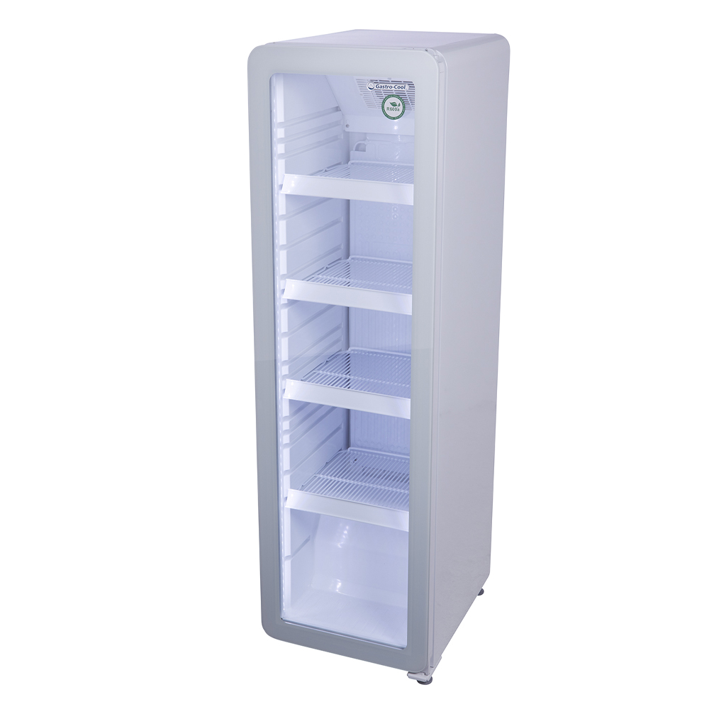 [259500] Slimline Bottle Cooler - retro look - vintage - glass door - white - GCGD135