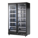 Supermarket Refrigerator - 4 Wheels - LED - 2 glass doors - black - GD1050