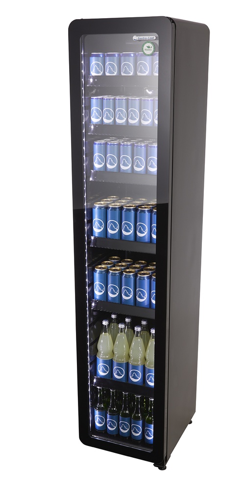 [255100] Retro Kühlschrank mit Glastür - Slimcooler - schwarz - GCGD175