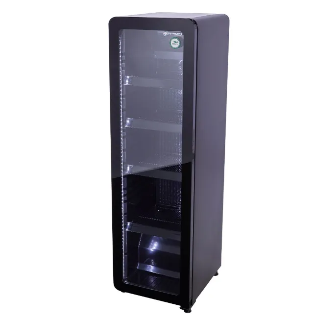 [259998] Retro Glastürkühlschrank - elegant - schwarz - GCGD135 + Doppelkondensator + Argon