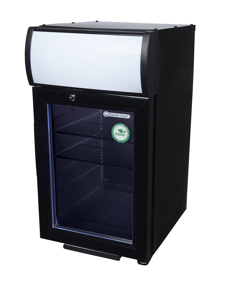 [101100] Pequeño refrigerador expositor negro con display iluminado - GCDC25