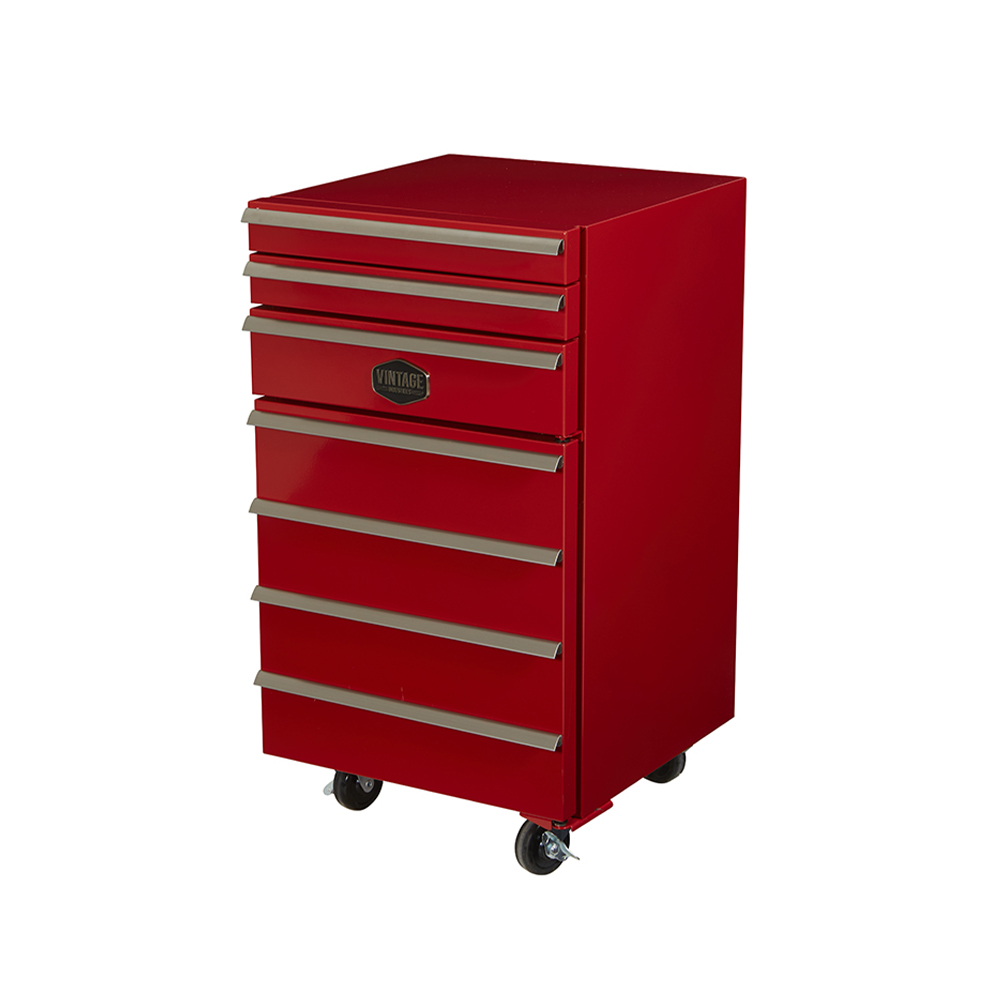 Nevera Carretó d’Eines Mòbil – Minibar d’Estil Industrial 50L amb Calaixos i Rodes – Vermell/Negre – Frigorífic de Disseny per a Taller, Garatge i Man Cave