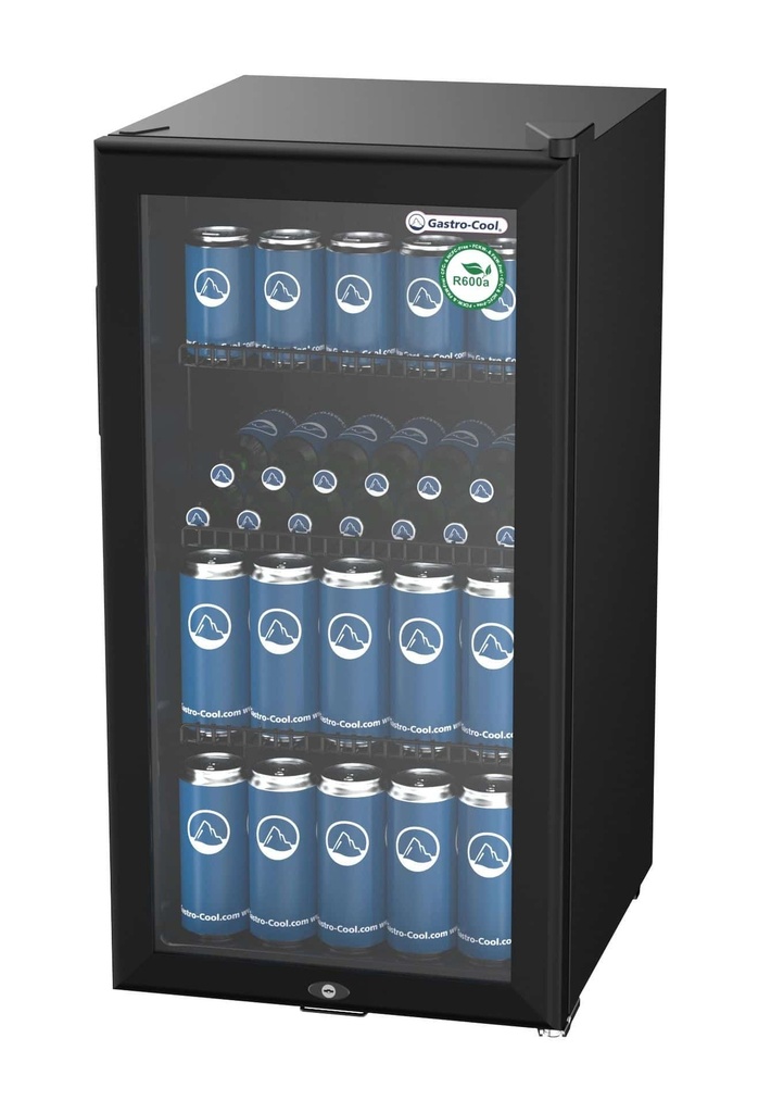 [250101] Flaschenkühlschrank mit Glastür - Gastronomie - Bar - Schwarz - LED - GCKW90