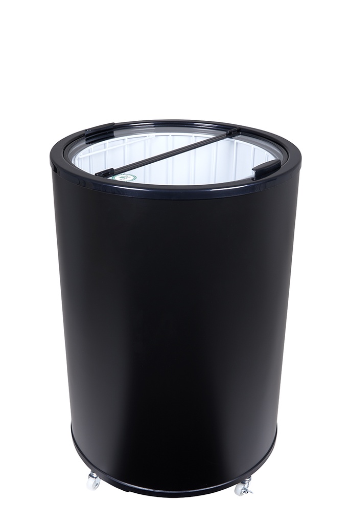 [415200] Can Cooler for festivals and events - 4 wheels for easy moving - black - glass lid - GCPT85